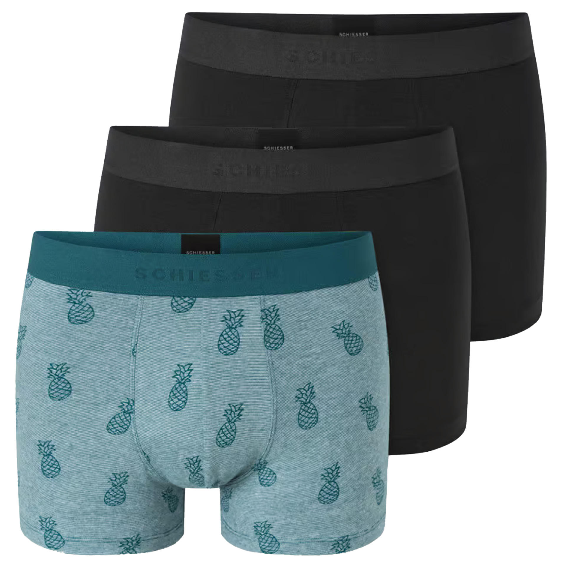 Schiesser 95/5 boxershorts 3-pack zwart + print